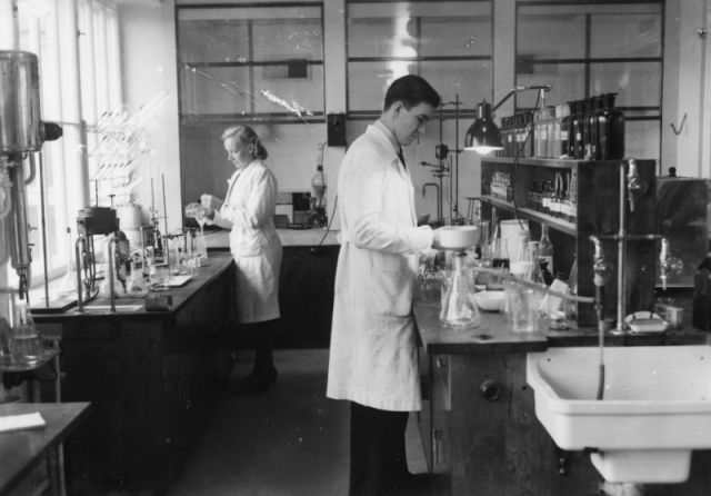 Researchers at work in the factory laboratory in Nokia.